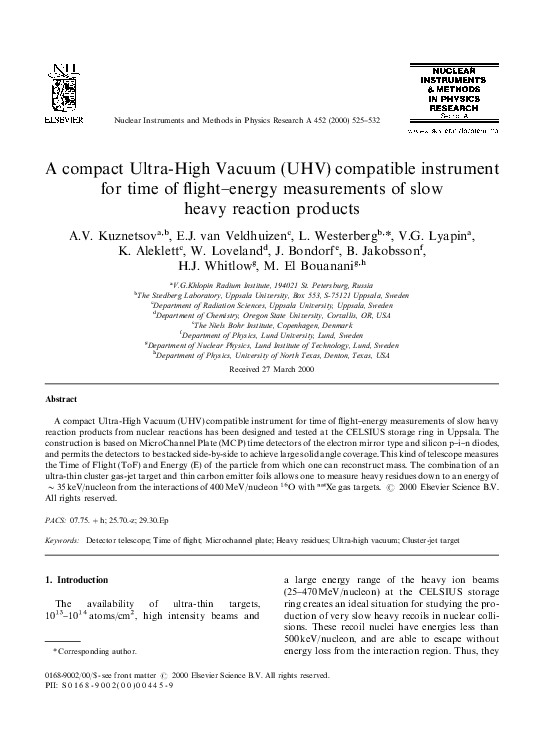(PDF) A compact Ultra-High Vacuum (UHV) compatible instrument for time ...