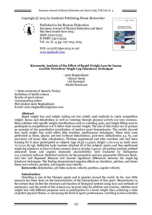 (PDF) Kinematic Analysis of the Effect of Rapid Weight Loss by Sauna on