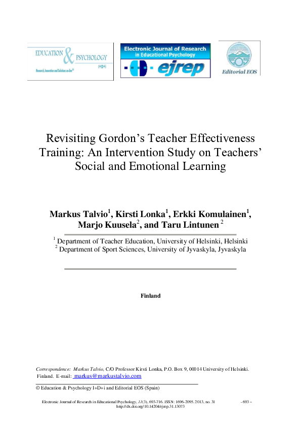 (PDF) Revisiting Gordon’s Teacher Effectiveness Training: An ...
