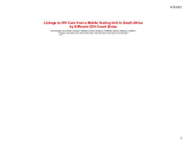 (PDF) Linkage to HIV Care From a Mobile Testing Unit in South Africa by ...