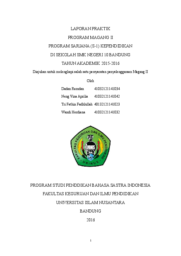 Contoh Laporan Magang 2 Pgsd Seputar Laporan Contoh Laporan Magang 2 Pgsd Seputar Laporan
