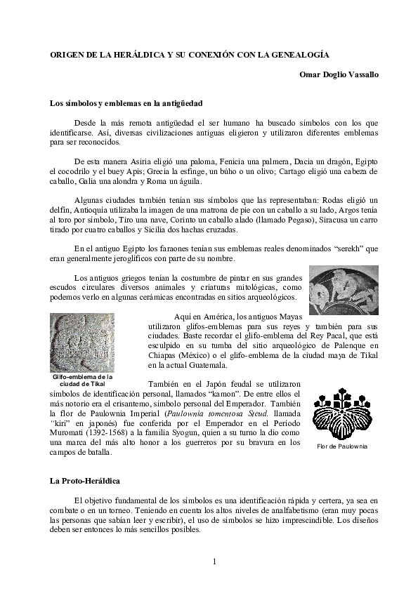 (PDF) ORIGEN DE LA HERÁLDICA Y SU CONEXIÓN CON LA GENEALOGÍA