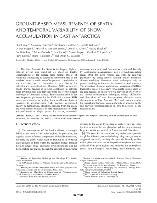 (PDF) Ground-based measurements of spatial and temporal variability of ...