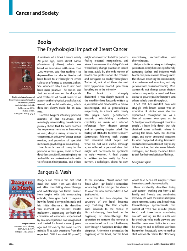(PDF) The Psychological Impact of Breast Cancer