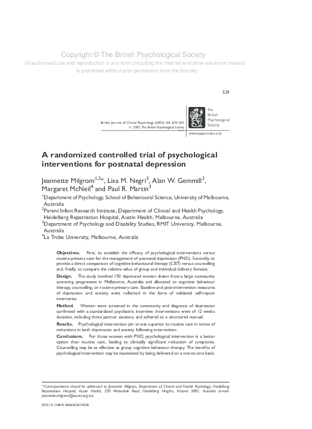 (PDF) A Randomized Controlled Trial of Psychological Intervention for ...