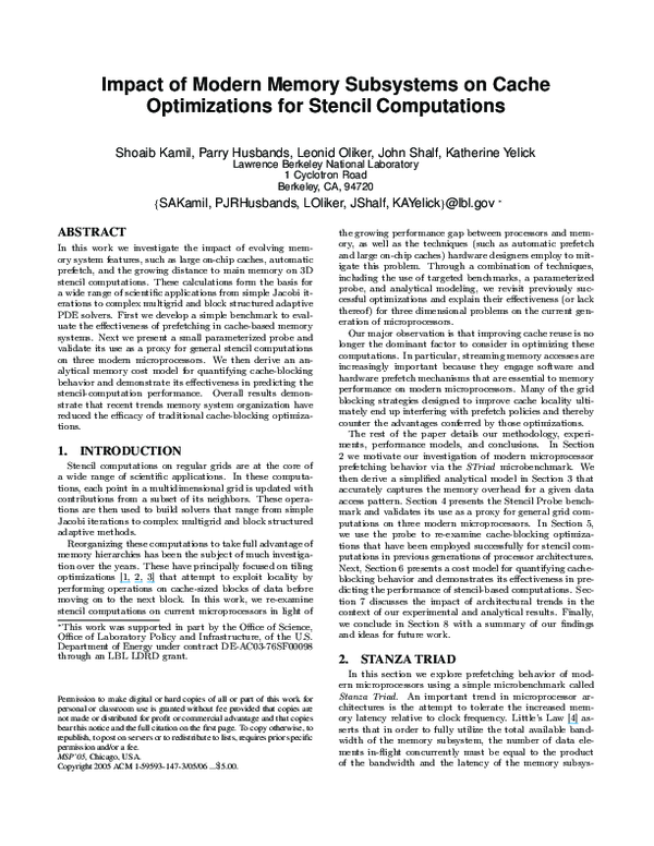 (PDF) Impact of modern memory subsystems on cache optimizations for ...