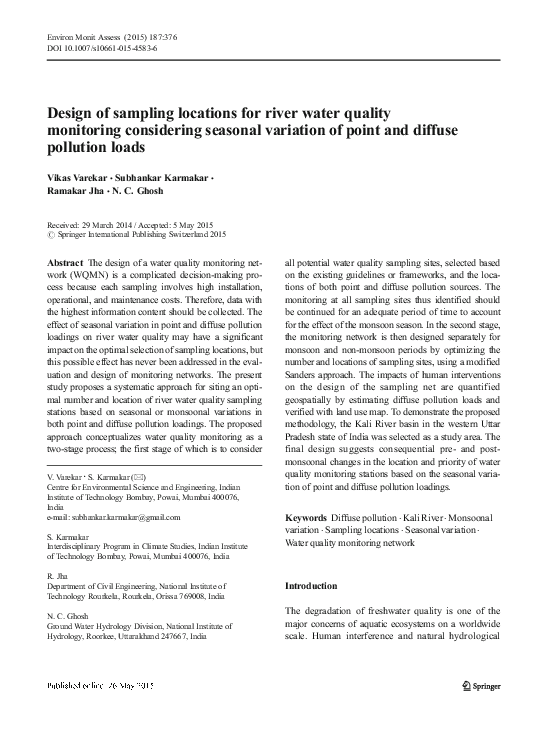 (PDF) Design of sampling locations for river water quality monitoring ...