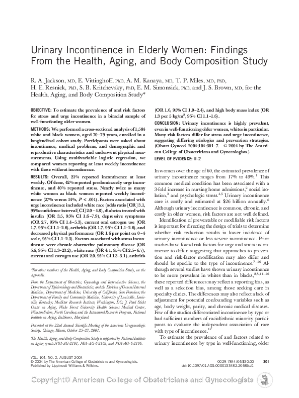 Urinary incontinence essay picture