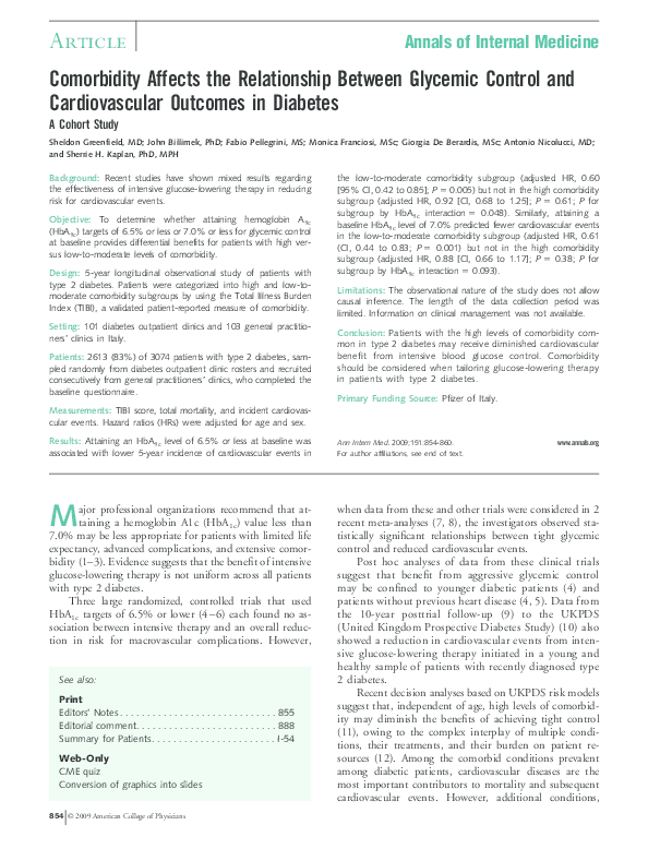 (PDF) Comorbidity Affects the Relationship Between Glycemic Control and ...