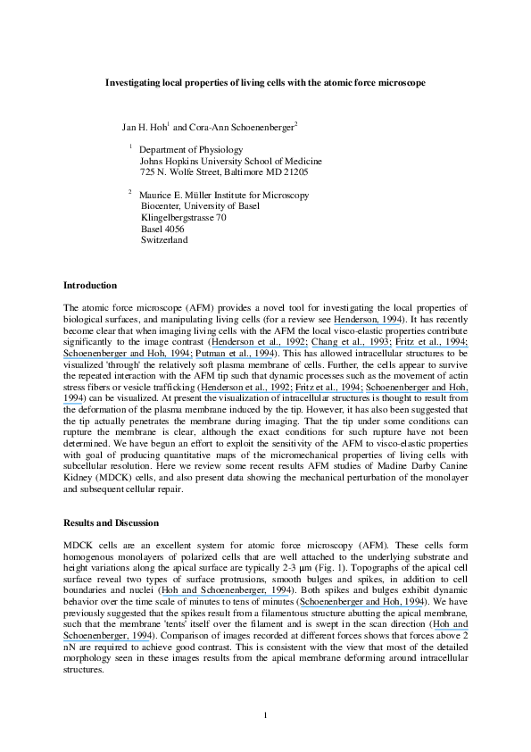 (PDF) Investigating local properties of living cells with the atomic ...