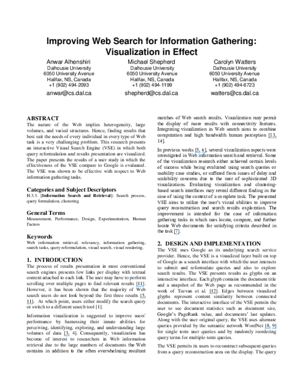 (PDF) Improving Web Search for Information Gathering: Visualization in ...