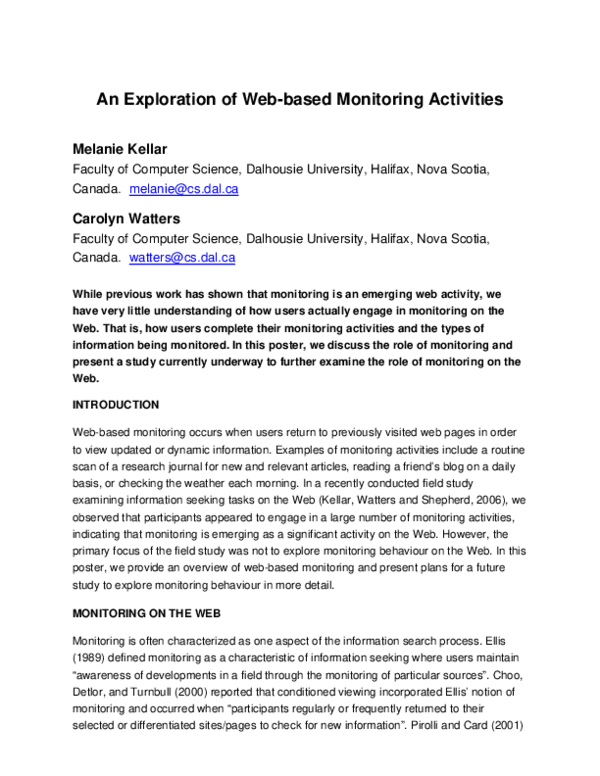 (PDF) An exploration of web-based monitoring activities