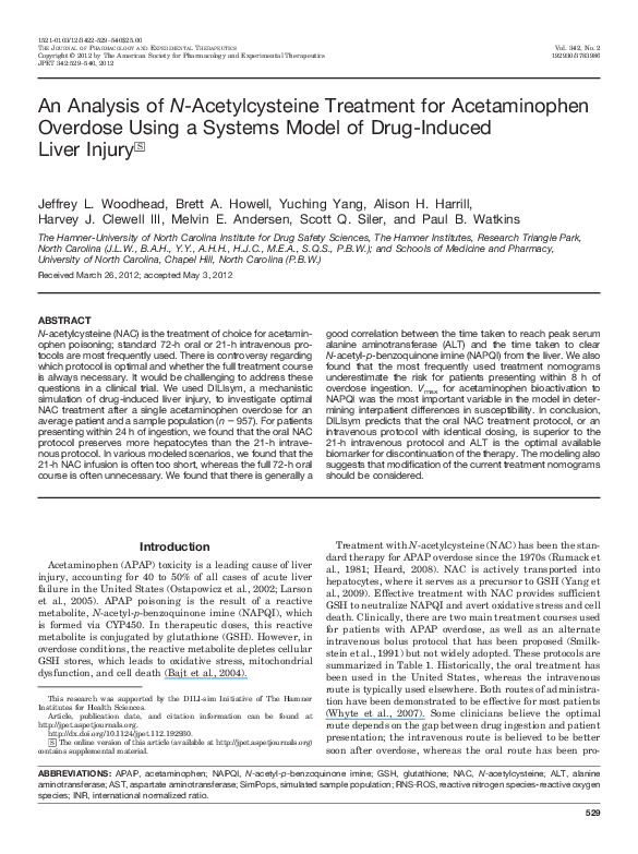 (PDF) An Analysis of NAcetylcysteine Treatment for Acetaminophen