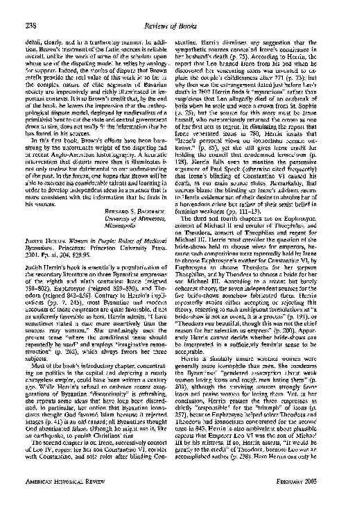 Reviews of Books:Women in Purple: Rulers of Medieval Byzantium Judith Herrin