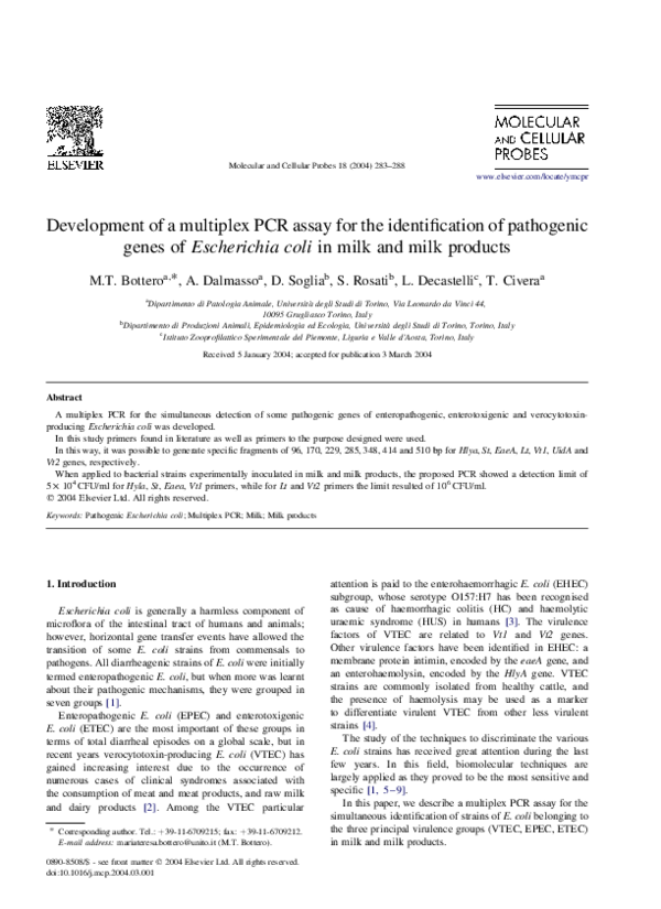 (PDF) Development of a multiplex PCR assay for the identification of ...