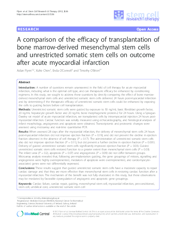 (PDF) A comparison of the efficacy of transplantation of bone marrow ...