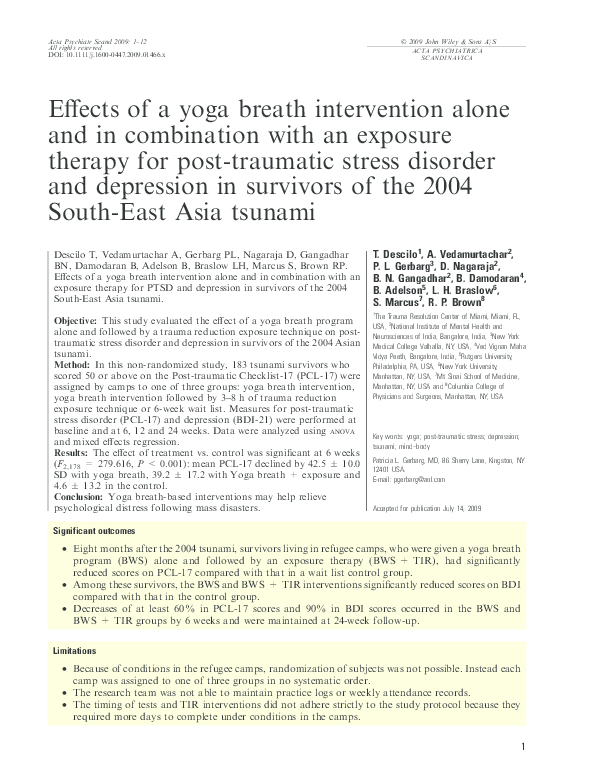 (PDF) Effects of a yoga breath intervention alone and in combination ...