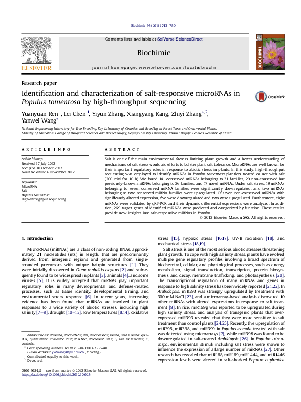 (PDF) Identification and characterization of salt-responsive microRNAs ...