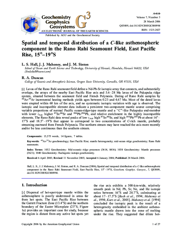 (PDF) Spatial and temporal distribution of a C -like asthenospheric ...