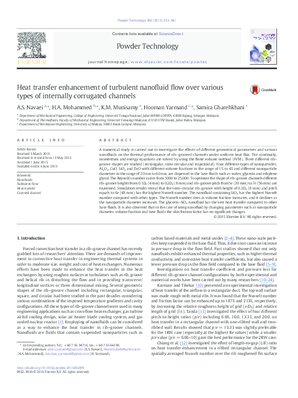(PDF) Heat transfer enhancement of turbulent nanofluids flow over ...