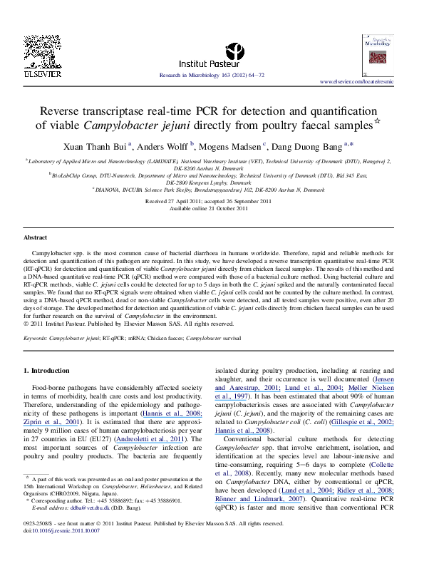 (PDF) Reverse transcriptase real-time PCR for detection and ...