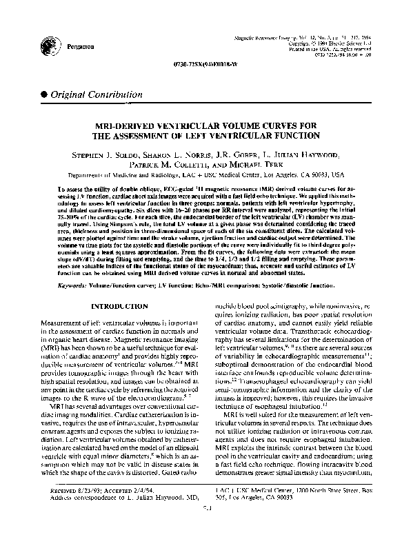 (PDF) MRI-derived ventricular volume curves for the assessment of left ...