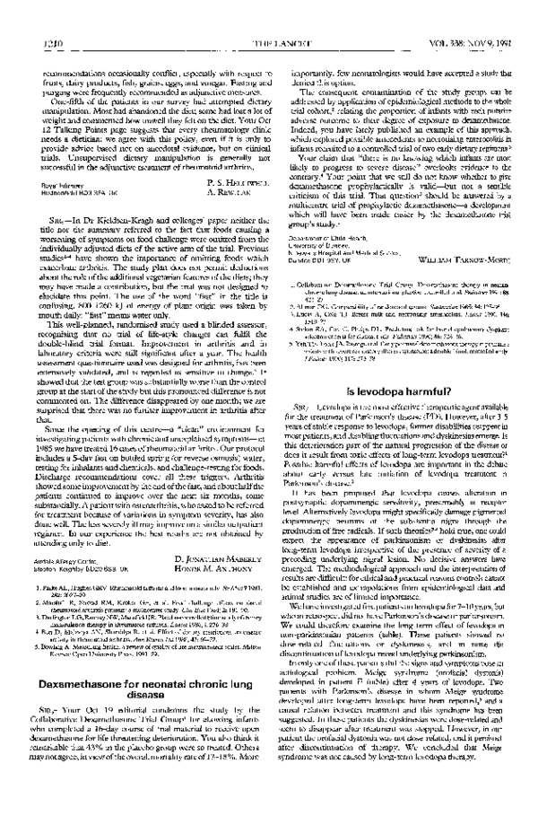 (PDF) Dexamethasone for neonatal chronic lung disease