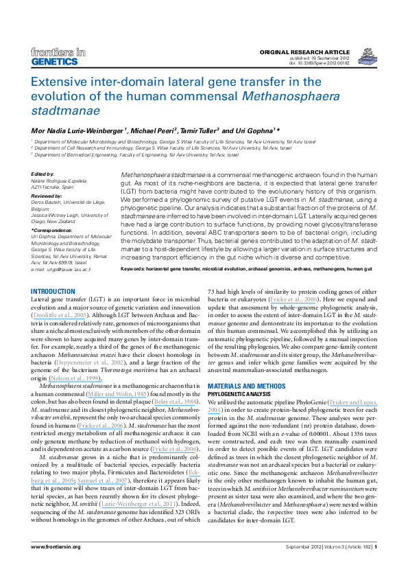 (PDF) Extensive Inter-Domain Lateral Gene Transfer in the Evolution of ...