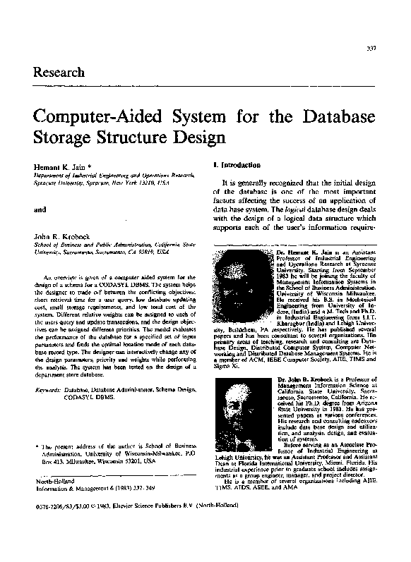 (PDF) Computer-aided system for the database storage structure design