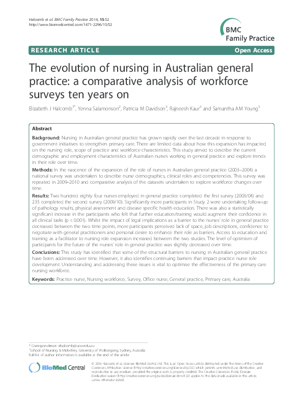 (PDF) The evolution of nursing in Australian general practice: a ...