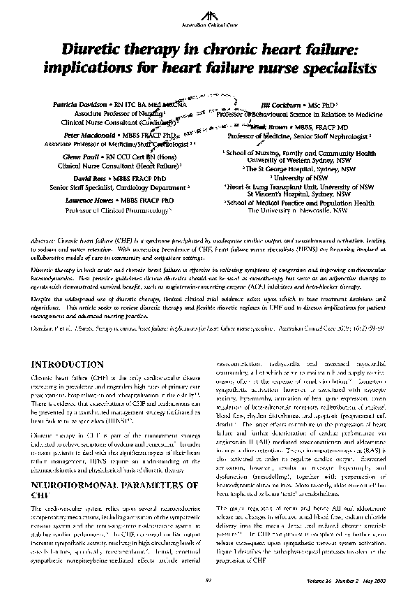 (PDF) Diuretic therapy in chronic heart failure Implications for heart