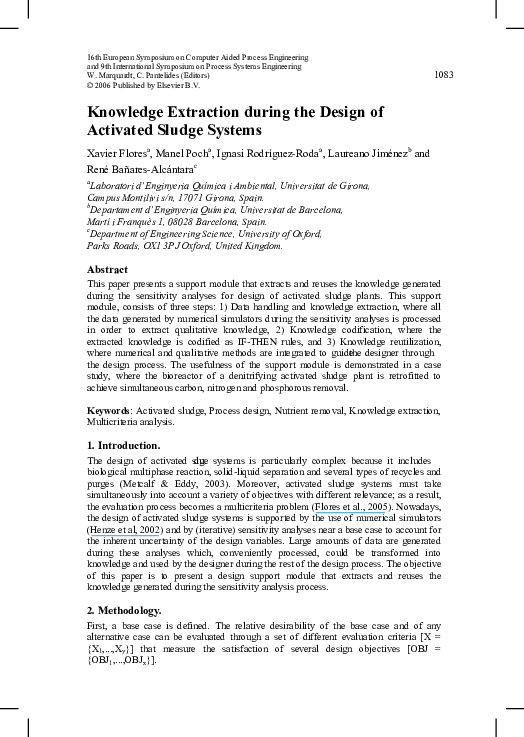 (PDF) Knowledge extraction during the design of activated sludge systems