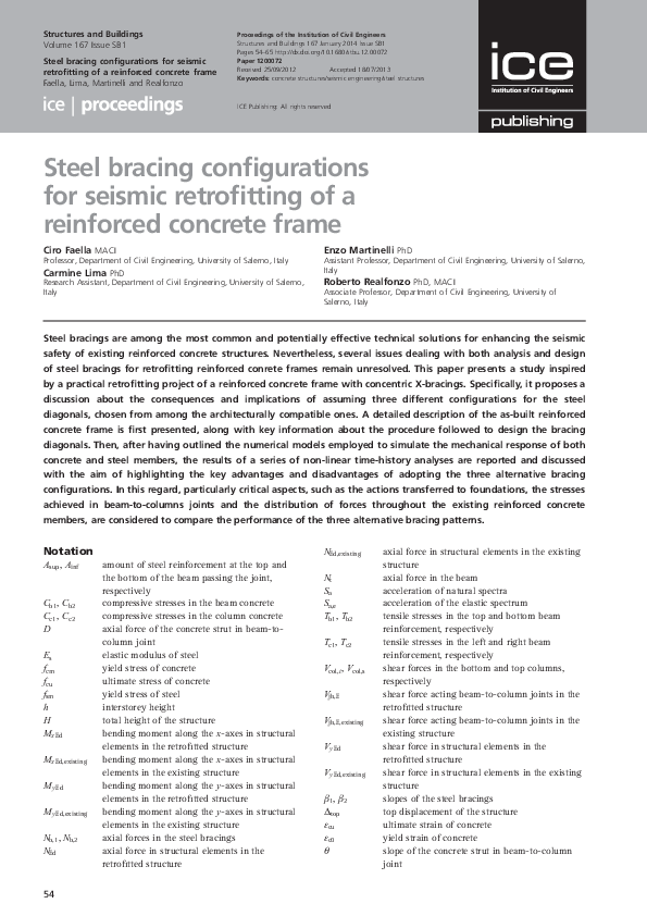 (PDF) Seismic Retrofitting of RC Framed Structures Using Steel Braces