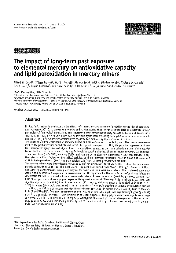 (PDF) The impact of long-term past exposure to elemental mercury on ...