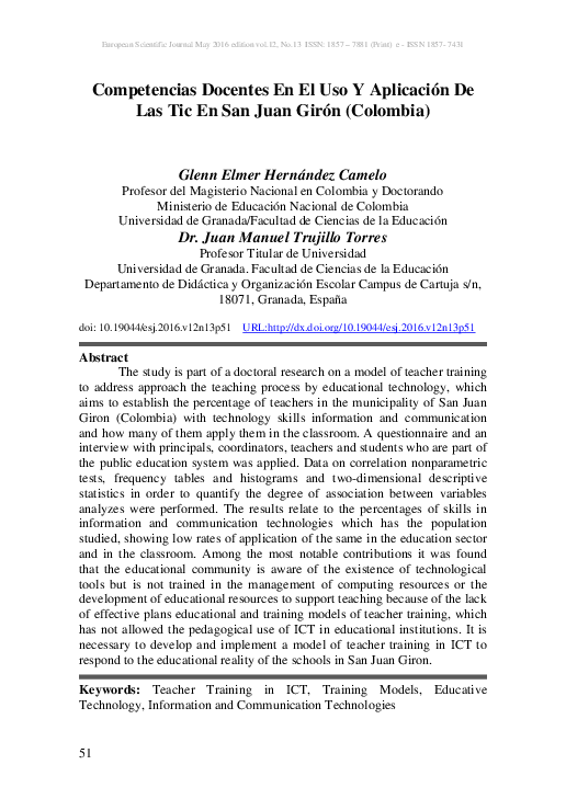 (PDF) Competencias Docentes En El Uso Y Aplicación De Las Tic En San ...