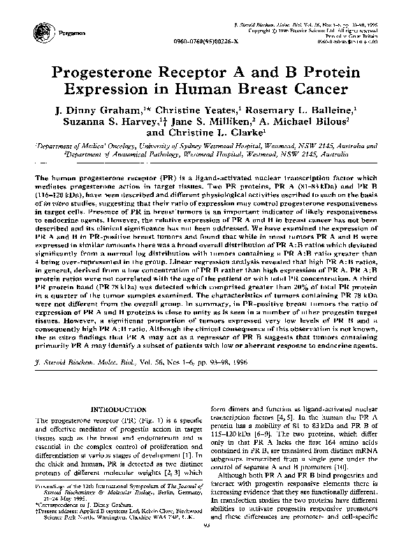 (PDF) Progesterone receptor A and B protein expression in human breast ...