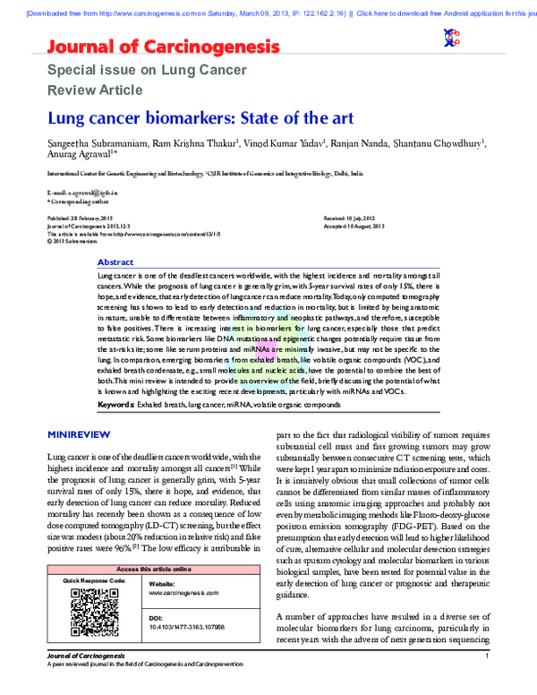 (PDF) Lung cancer biomarkers: State of the art