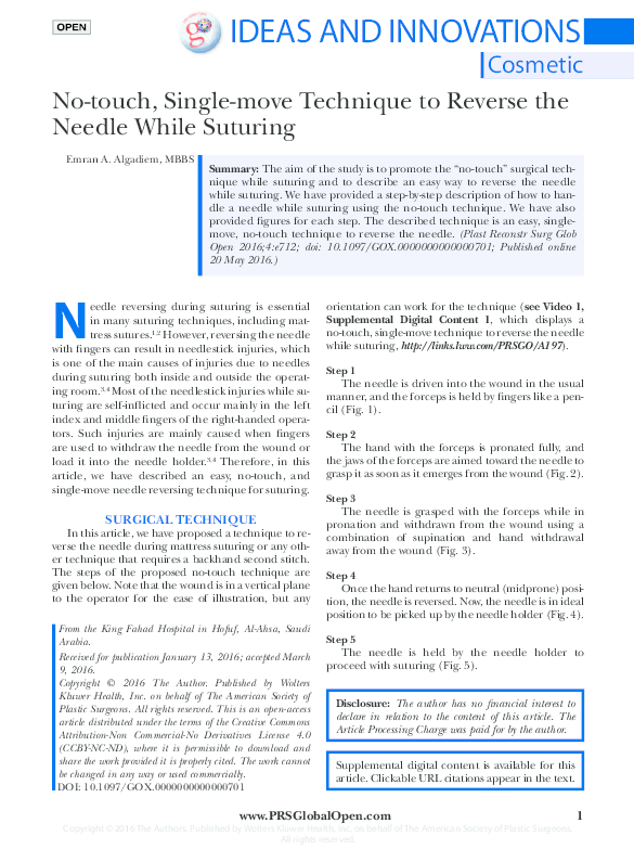 Pdf No Touch Single Move Technique To Reverse The 99272 Khallad Sholkamy Academia Edu