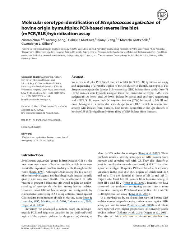 (PDF) Molecular serotype identification of Streptococcus agalactiae of ...