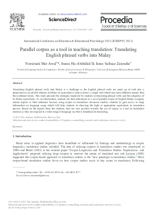 (PDF) Parallel Corpus as a Tool in Teaching Translation: Translating ...