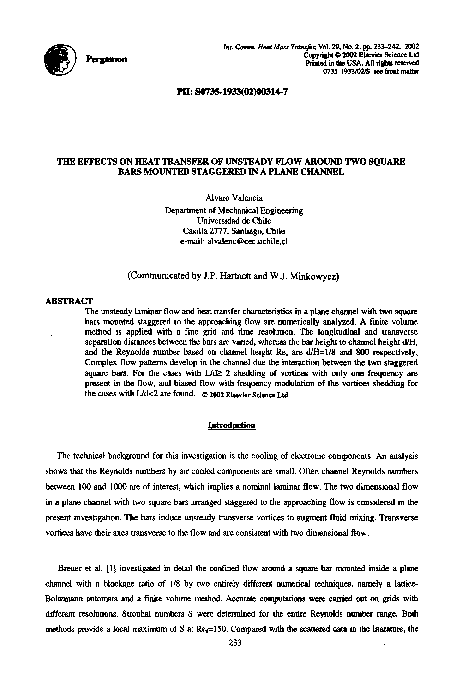 (PDF) The effects on heat transfer of unsteady flow around two square ...
