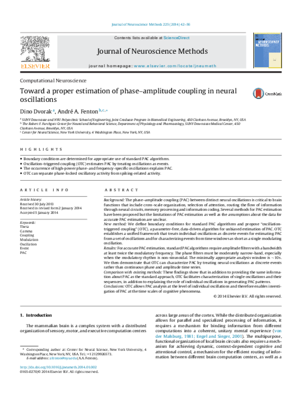(PDF) Toward a proper estimation of phase–amplitude coupling in neural ...