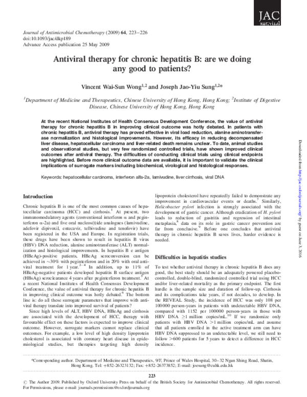 (PDF) Antiviral therapy for chronic hepatitis B: are we doing any good ...