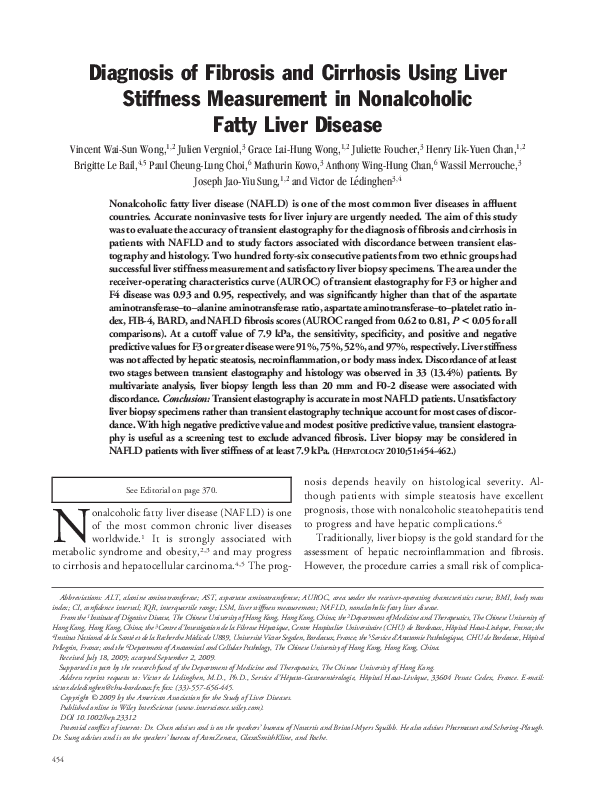 (PDF) Diagnosis of fibrosis and cirrhosis using liver stiffness ...