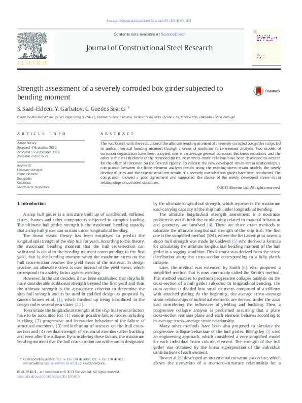 (PDF) Strength assessment of a severely corroded box girder subjected ...