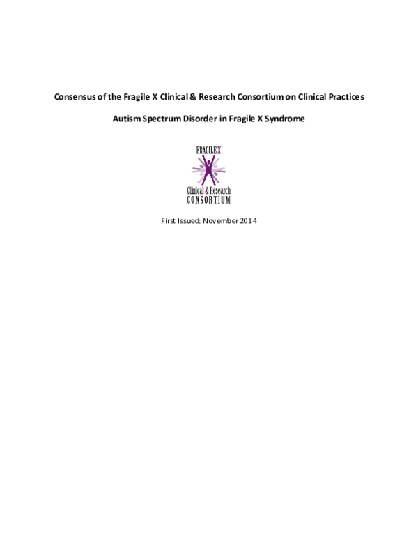 (PDF) Consensus of the Fragile X Clinical & Research Consortium on ...