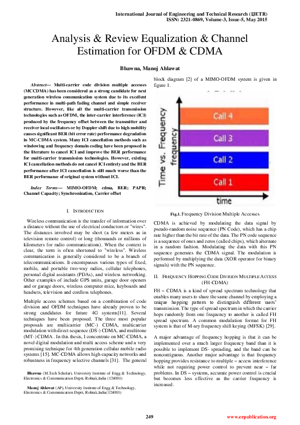 (PDF) Analysis & Review Equalization & Channel Estimation for OFDM & CDMA