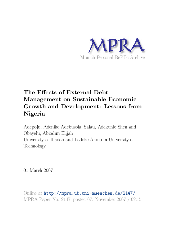 (PDF) The Effects of External Debt Management on Sustainable Economic ...