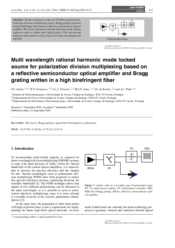 (PDF) Multi wavelength rational harmonic mode locked source for ...