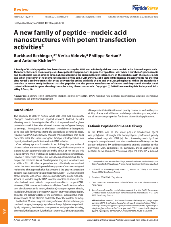(PDF) A new family of peptide nucleic acid nanostructures with potent ...
